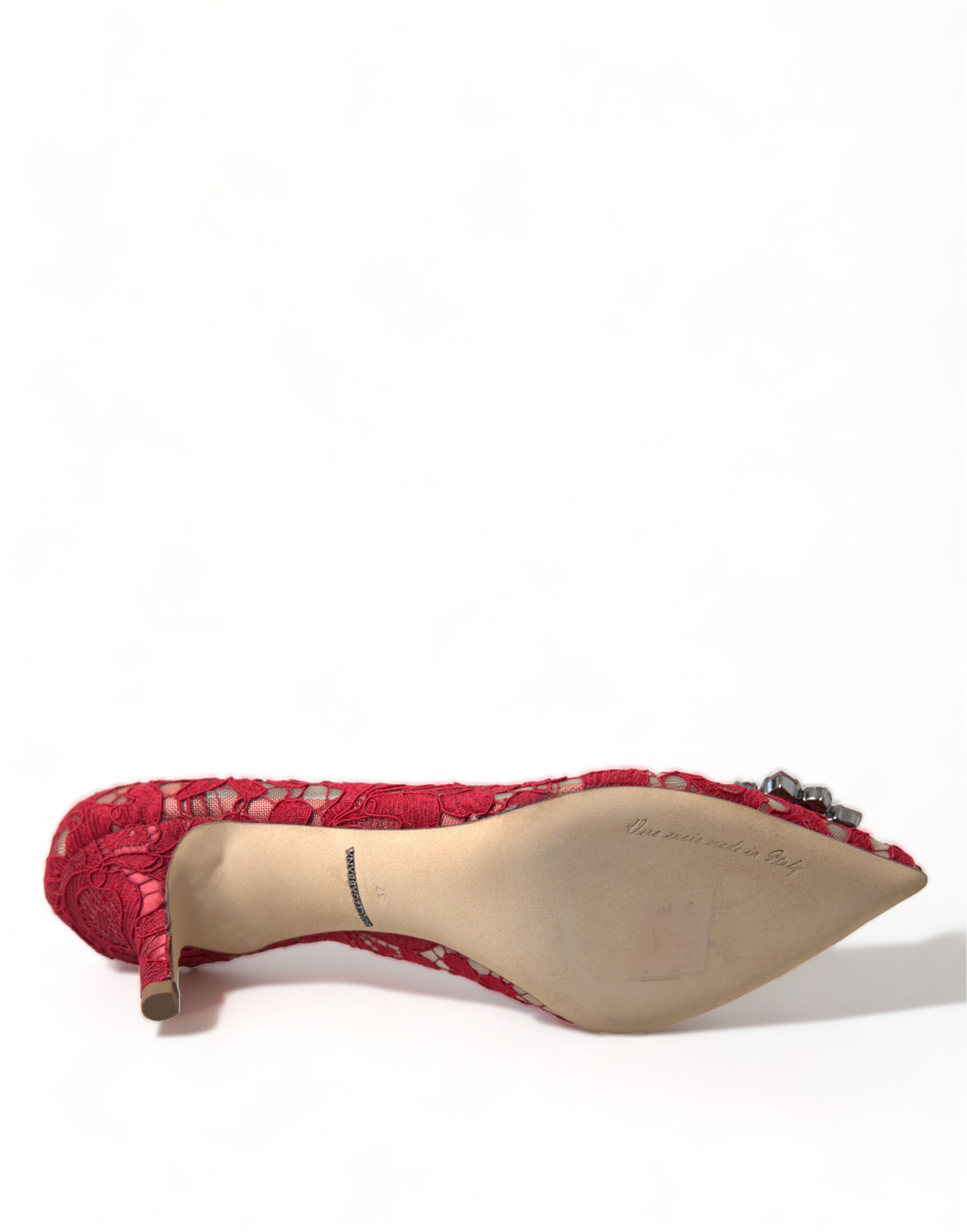 Escarpins Dolce &amp; Gabbana en dentelle rouge éclatante avec cristaux