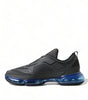 Prada Black Blue Rubber Knit Slip On Low Top Sneakers Shoes
