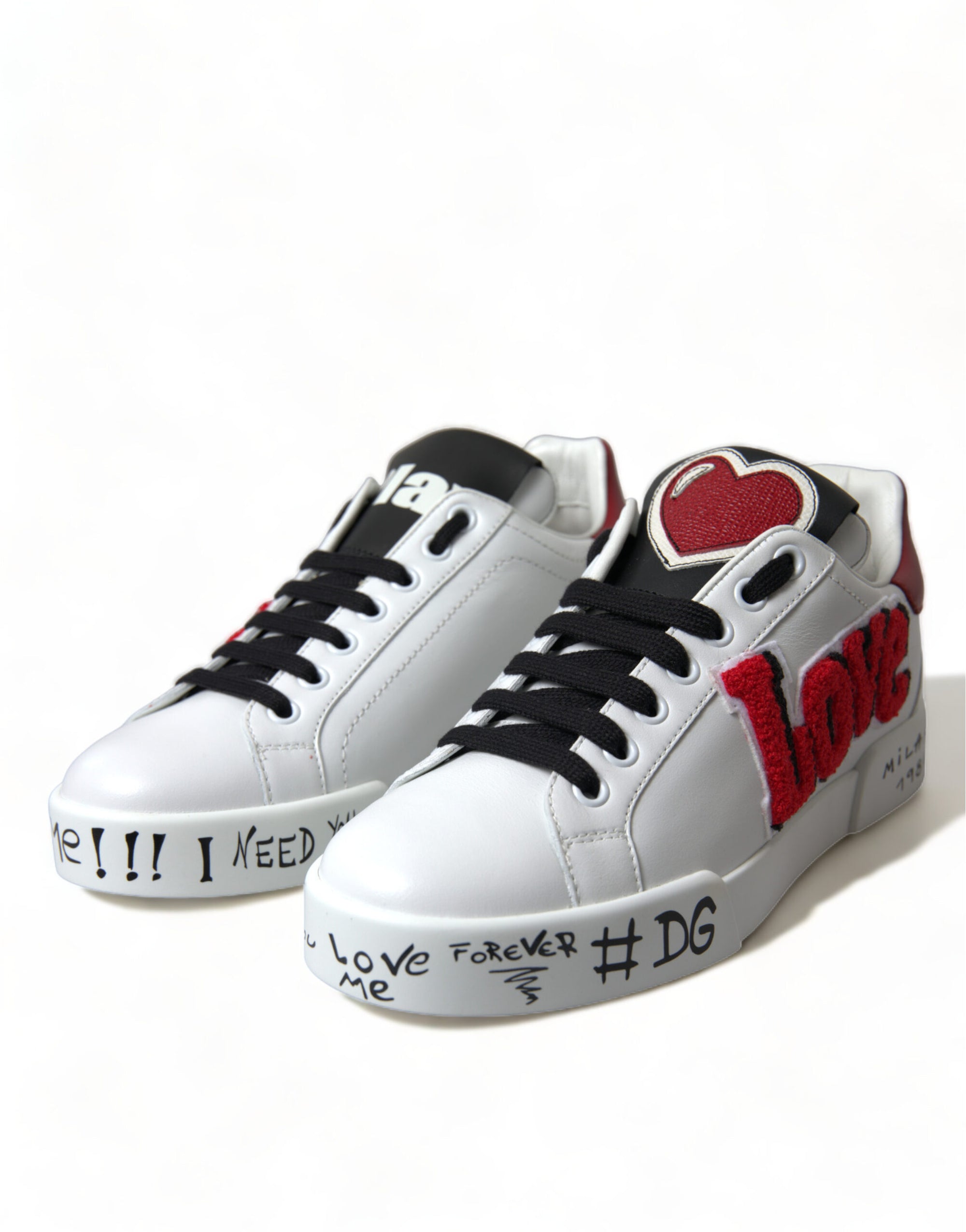 Baskets chics en cuir blanc Portofino de Dolce &amp; Gabbana