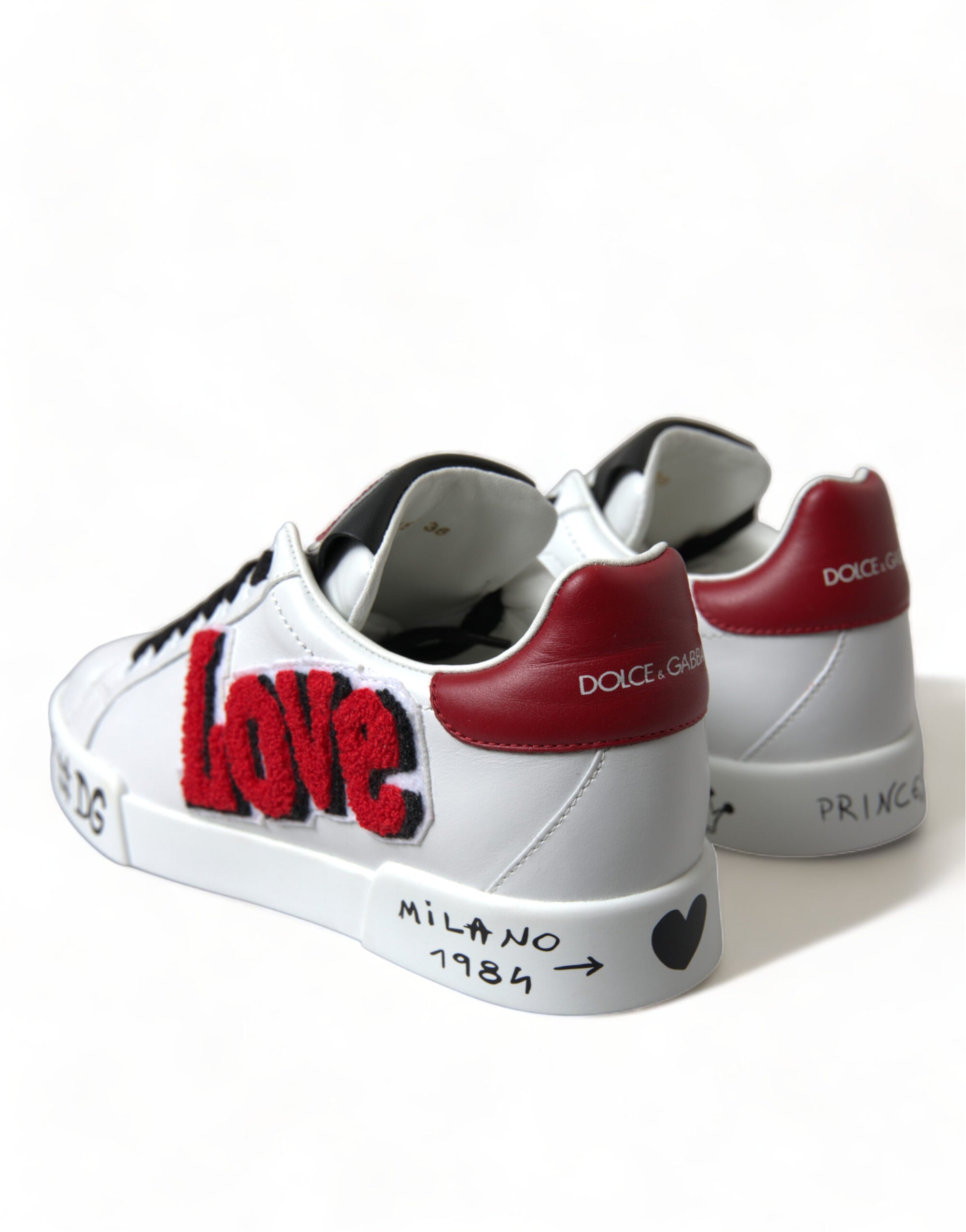 Baskets chics en cuir blanc Portofino de Dolce &amp; Gabbana