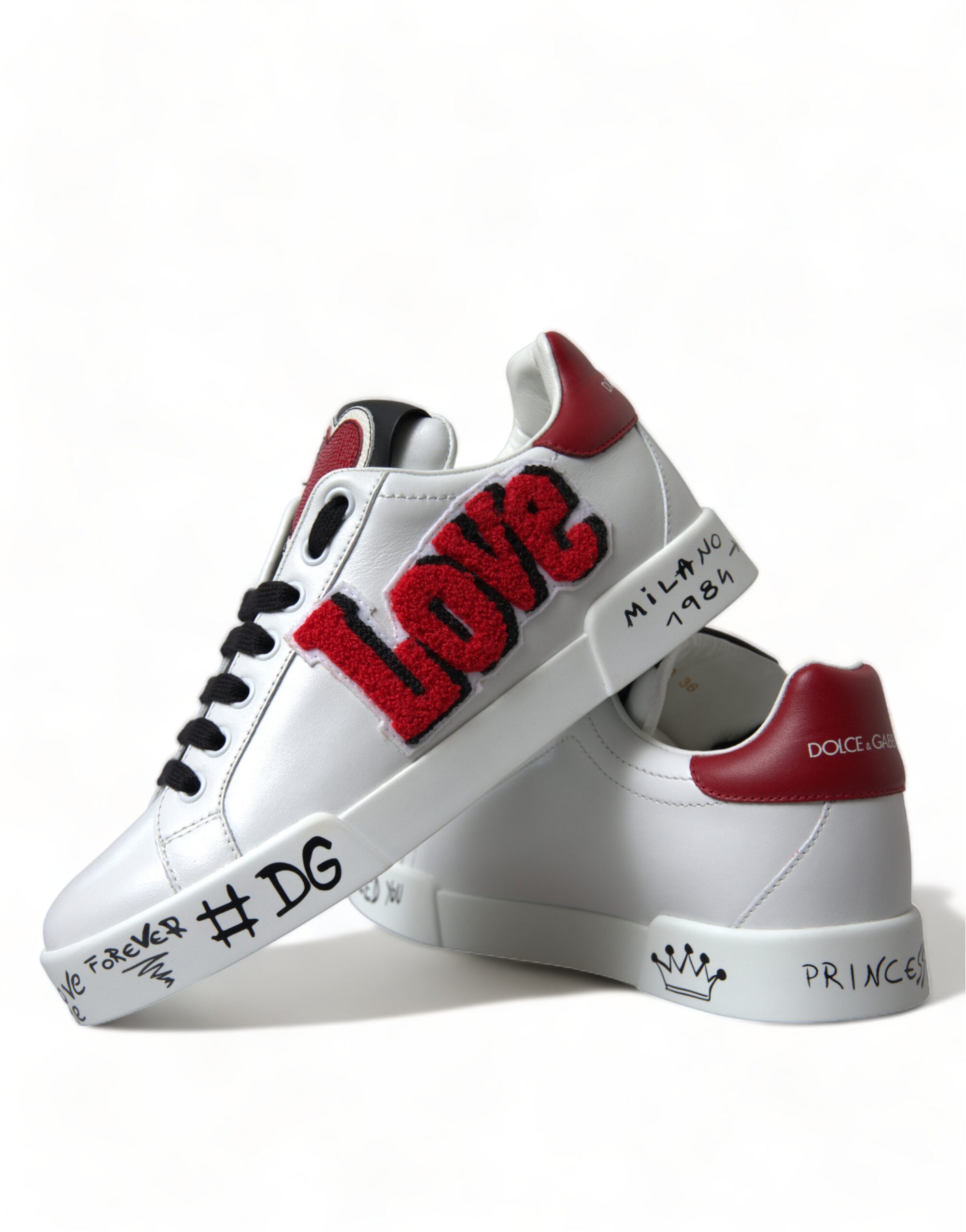 Baskets chics en cuir blanc Portofino de Dolce &amp; Gabbana