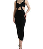 Dolce & Gabbana Black Cut Out Sleeveless Bodycon Midi Dress