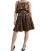 Dolce & Gabbana Brown Leopard Print Sleeveless A-line Dress