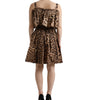 Dolce & Gabbana Brown Leopard Print Sleeveless A-line Dress