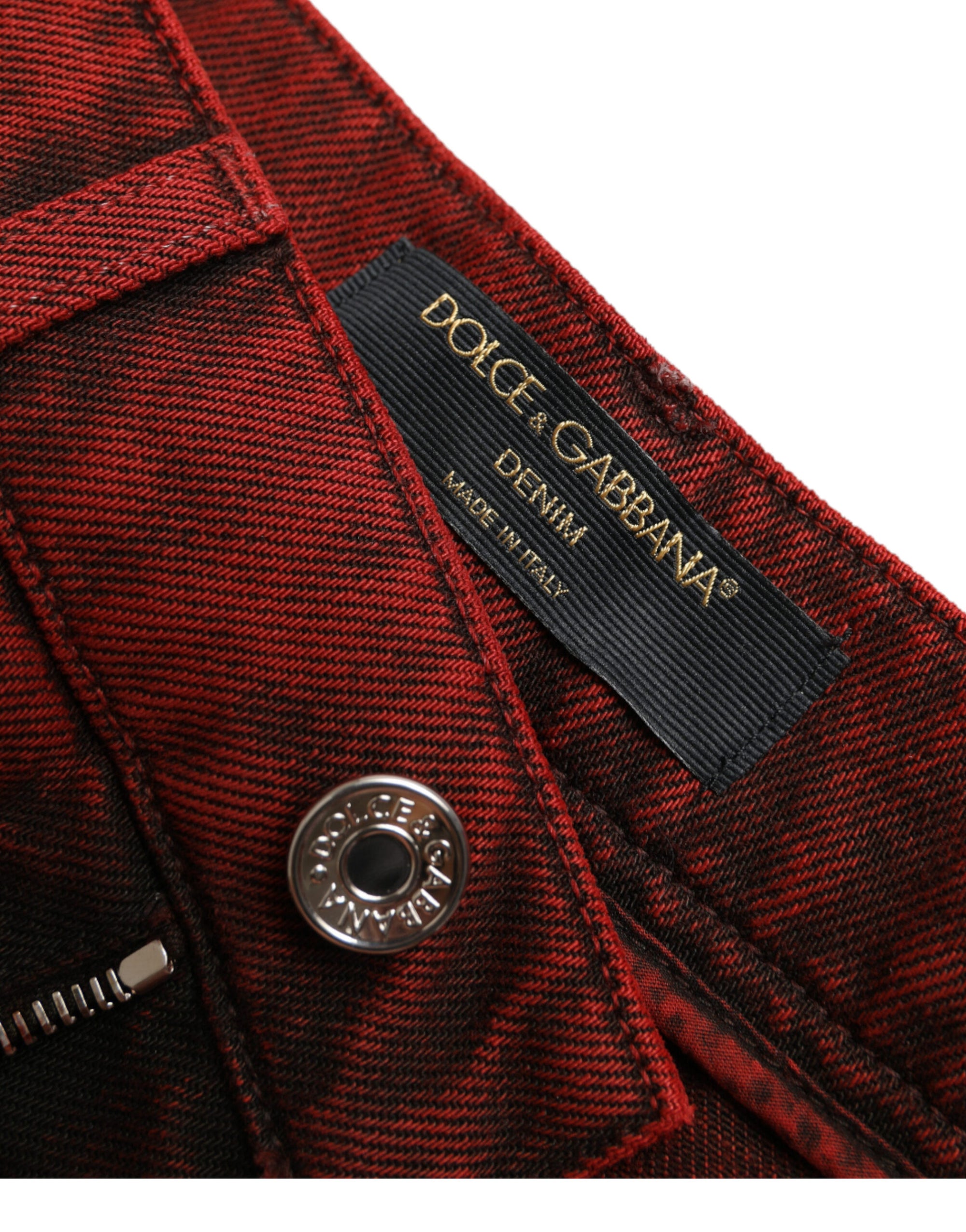 Short en jean rouge taille haute Dolce & Gabbana