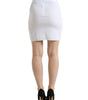 Dolce & Gabbana White Viscose High Waist Pencil Cut Mini Skirt