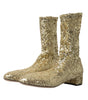 Dolce & Gabbana Elegant Mid Calf Gold Boots Exclusive Design