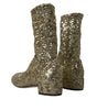 Dolce & Gabbana Elegant Mid Calf Gold Boots Exclusive Design