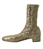 Dolce & Gabbana Elegant Mid Calf Gold Boots Exclusive Design