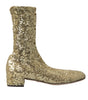 Dolce & Gabbana Elegant Mid Calf Gold Boots Exclusive Design