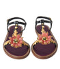 Dolce & Gabbana Black Crystal Gold Sandals Leather Shoes