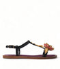Dolce & Gabbana Black Crystal Gold Sandals Leather Shoes