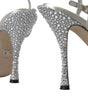 Dolce & Gabbana Silver Crystal Ankle Strap Sandals Shoes