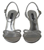 Dolce & Gabbana Silver Crystal Ankle Strap Sandals Shoes