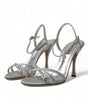 Dolce & Gabbana Silver Crystal Ankle Strap Sandals Shoes
