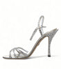 Dolce & Gabbana Silver Crystal Ankle Strap Sandals Shoes