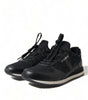Dolce & Gabbana Black Floral Lace Leather Sneakers Shoes