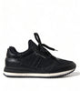 Dolce & Gabbana Black Floral Lace Leather Sneakers Shoes