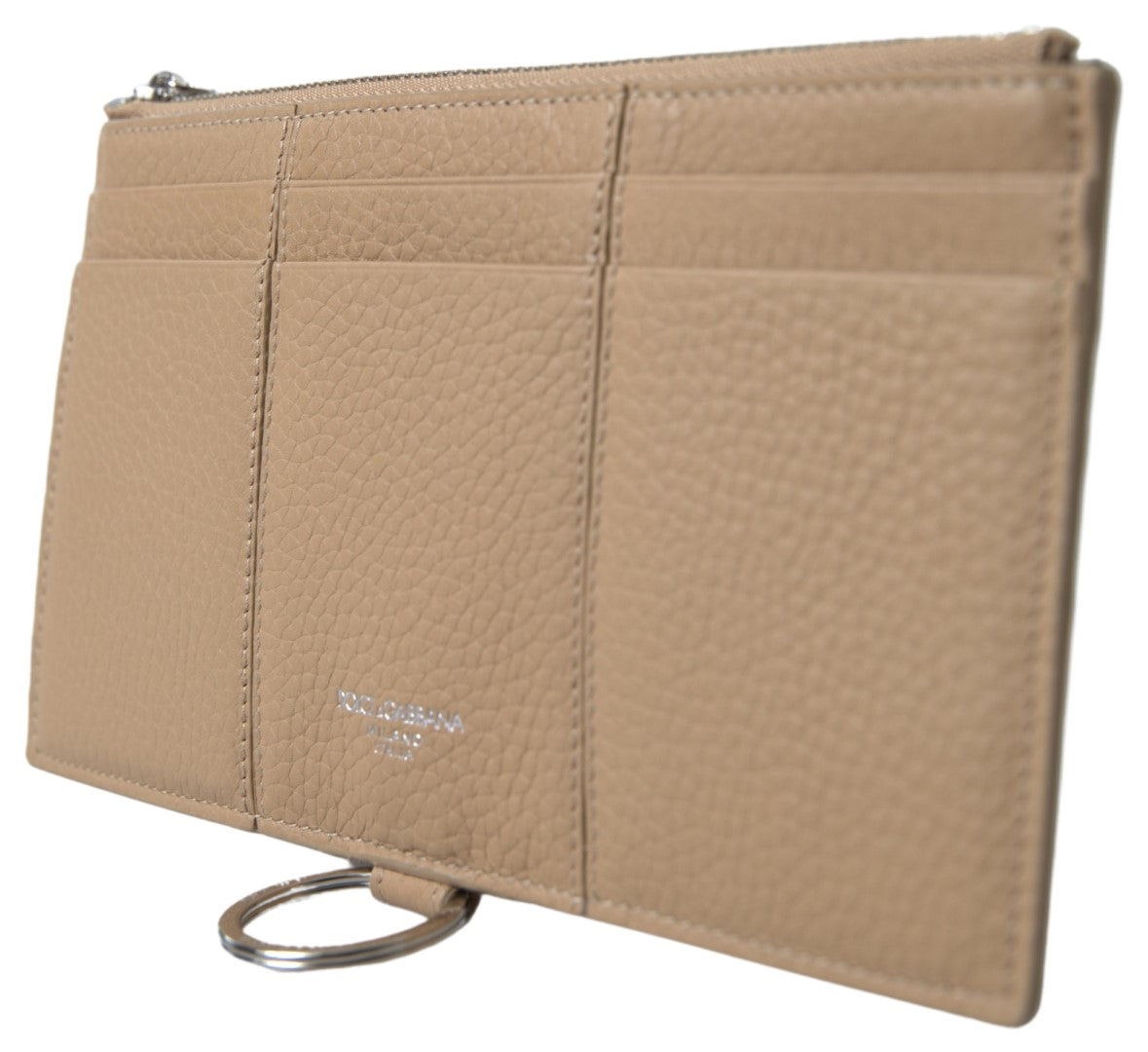 Portefeuille élégant en cuir beige Dolce & Gabbana avec bandoulière amovible