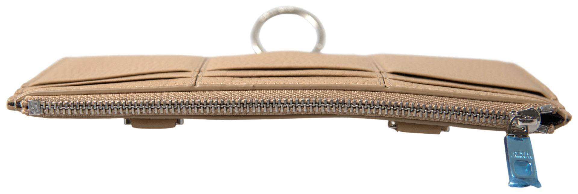 Portefeuille élégant en cuir beige Dolce & Gabbana avec bandoulière amovible