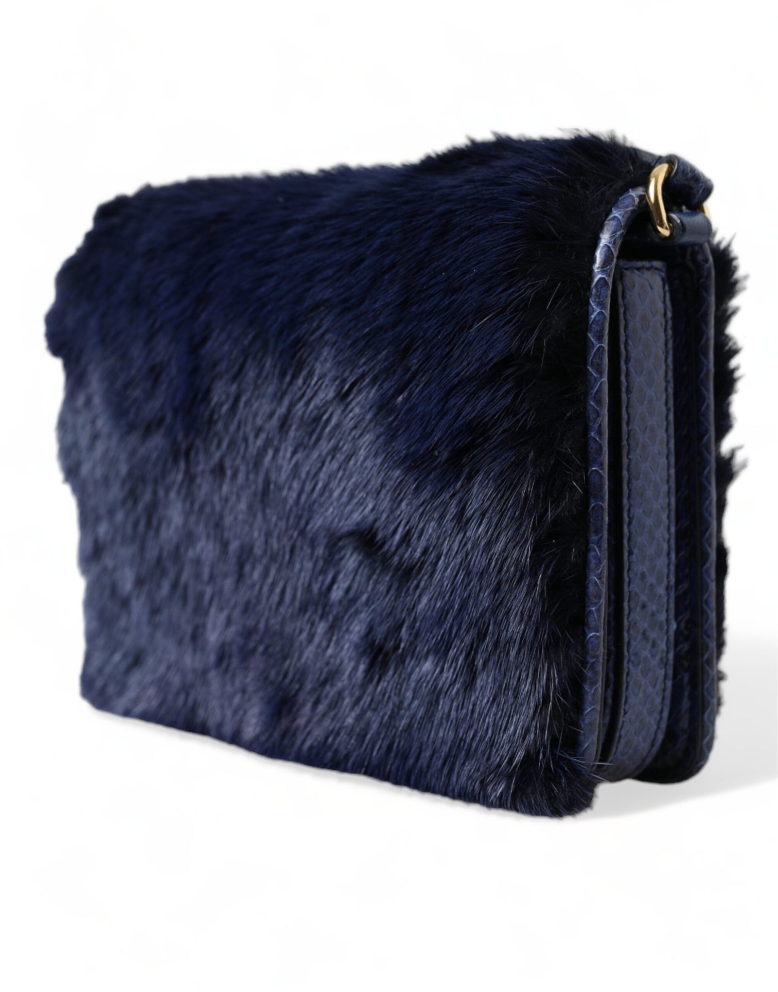 Dolce &amp; Gabbana Exquisite Blue Mink Fur Shoulder Bag