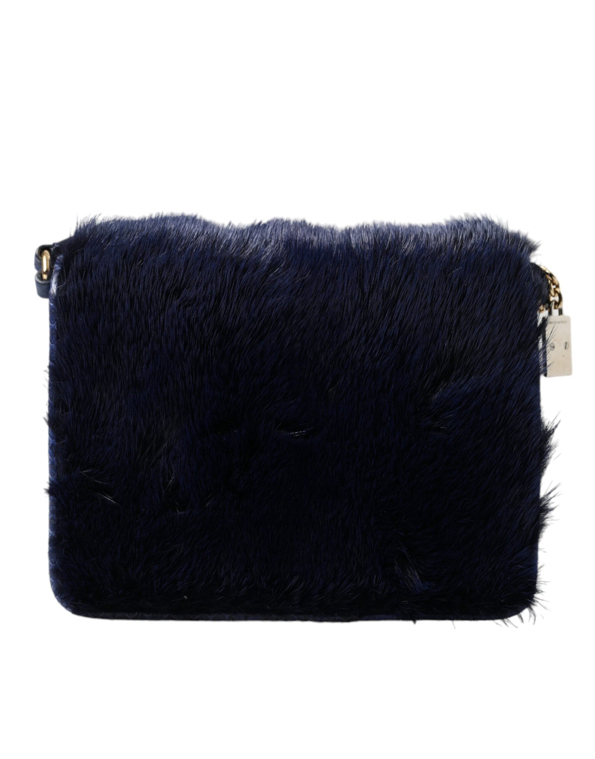 Dolce &amp; Gabbana Exquisite Blue Mink Fur Shoulder Bag