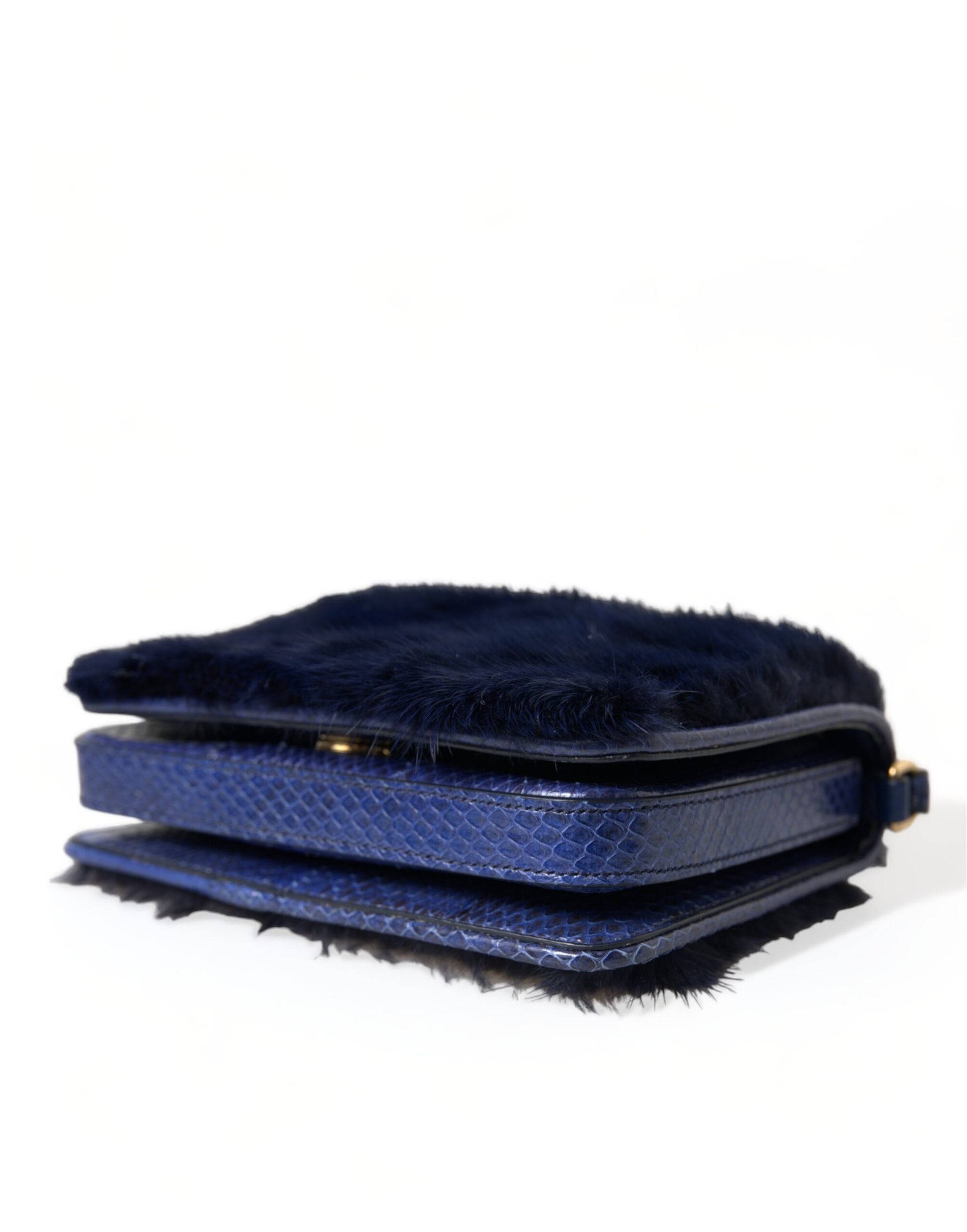 Dolce &amp; Gabbana Exquisite Blue Mink Fur Shoulder Bag