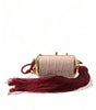 Dolce & Gabbana Pink Exotic Leather Mini Mirror Tassel Makeup Bag