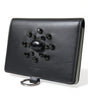 Dolce &amp; Gabbana Elegant Black Leather Crystal Card Holder Wallet