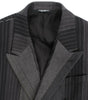 Dolce &amp; Gabbana Elegant Gray Striped Wool Slim Blazer