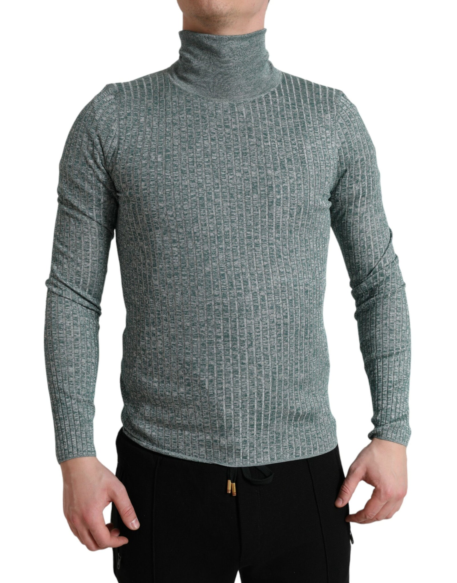 Dolce &amp; Gabbana Elegant Green Turtleneck Pullover Sweater