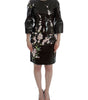 Dolce & Gabbana Black floral 3/4 Sleeve sheath dress