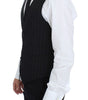 Dolce & Gabbana Black Striped Stretch Dress Vest Gilet