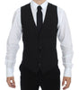 Dolce & Gabbana Black Striped Stretch Dress Vest Gilet