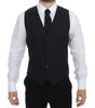 Dolce & Gabbana Black Striped Wool Silk Dress Vest Gilet