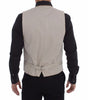 Dolce & Gabbana Beige Cotton Slim Fit Button Front Dress Vest
