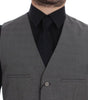 Dolce & Gabbana Gray Cotton Slim Fit Button Front Dress Vest