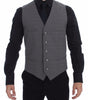 Dolce & Gabbana Gray Cotton Slim Fit Button Front Dress Vest
