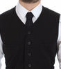 Dolce & Gabbana Black Flax Cotton Dress Vest Blazer
