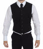 Dolce & Gabbana Black Flax Cotton Dress Vest Blazer