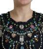 Dolce & Gabbana Blue Crystal Floral Lace Long Gown Dress