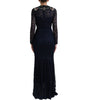 Dolce & Gabbana Blue Crystal Floral Lace Long Gown Dress