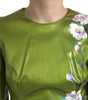 Dolce & Gabbana Green Floral Embellished Sheath Midi Dress