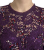 Dolce & Gabbana Purple floral lace crystal embedded dress