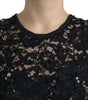 Dolce & Gabbana Black Floral Lace Crystal Sheath Dress