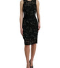 Dolce & Gabbana Black Floral Lace Crystal Sheath Dress