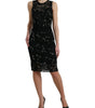 Dolce & Gabbana Black Floral Lace Crystal Sheath Dress