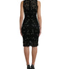 Dolce & Gabbana Black Floral Lace Crystal Sheath Dress