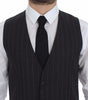 Dolce & Gabbana Gray Striped Wool Logo Vest Gilet Weste
