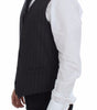 Dolce & Gabbana Gray Striped Wool Logo Vest Gilet Weste